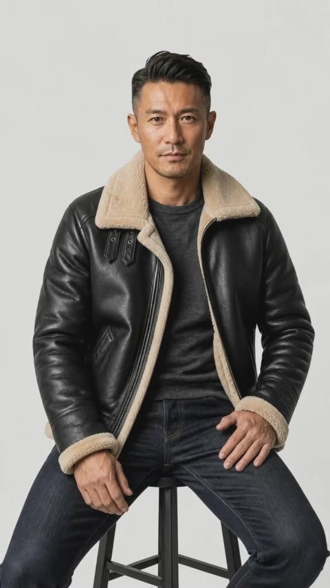 B-3 Shearling Flight Jacket in motion